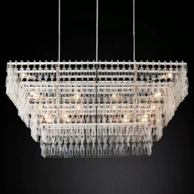 Ikun 4-Tier Rectangle Chandelier 72"