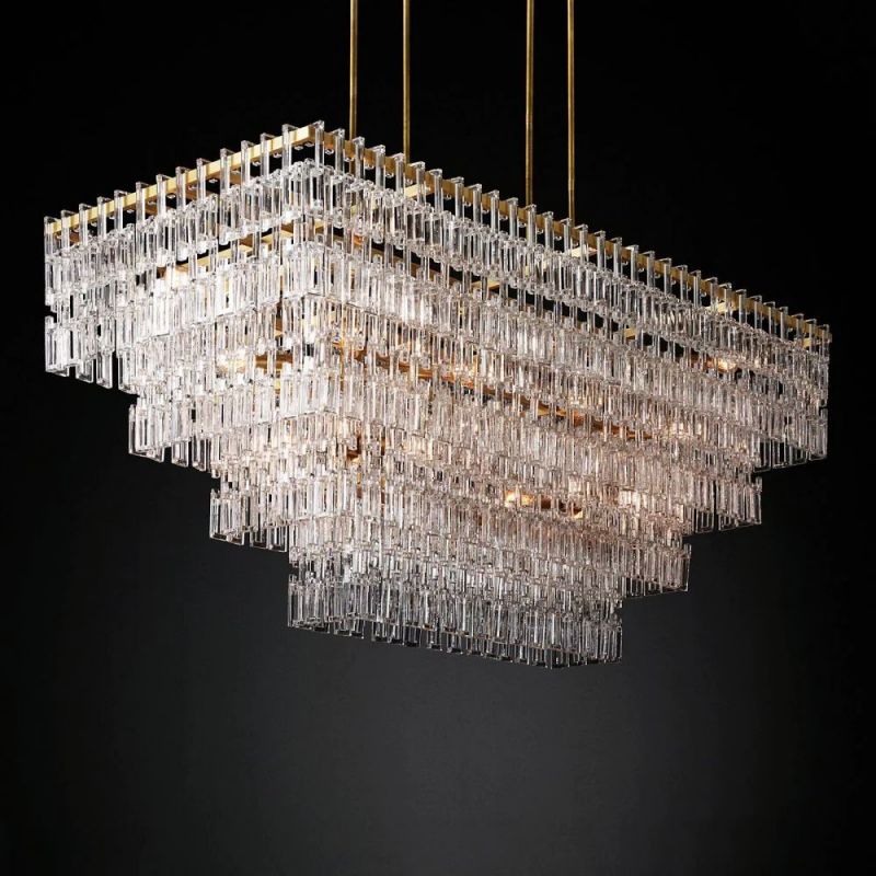 Ikun 4-Tier Rectangle Chandelier 72"