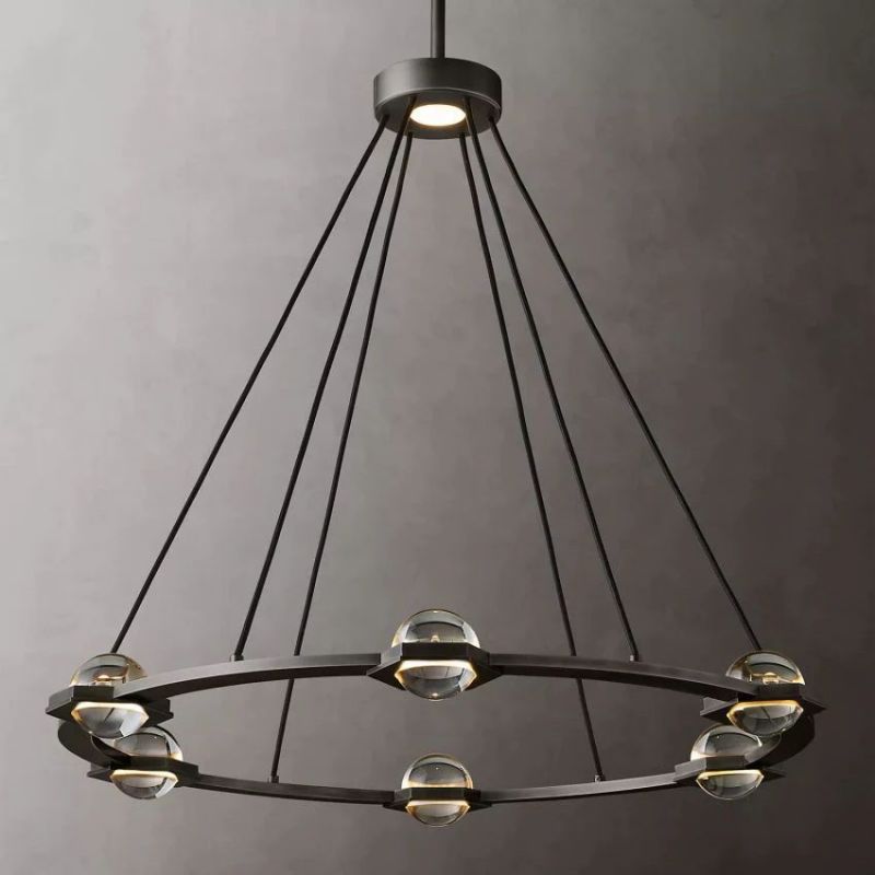 Liam Glass Ball Round Chandelier 36"