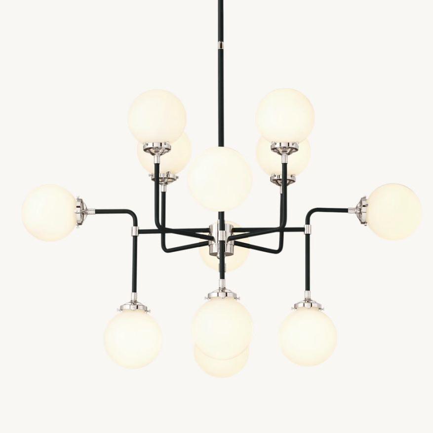 Machinist Globe Milk Glass Chandelier