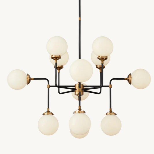 Machinist Globe Milk Glass Chandelier