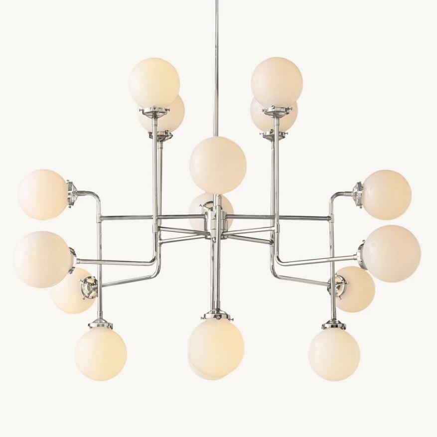 Machinist Globe Milk Glass Chandelier