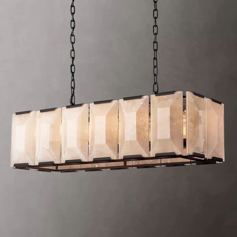 Multicolor Calcite Rectangular Chandelier 42"