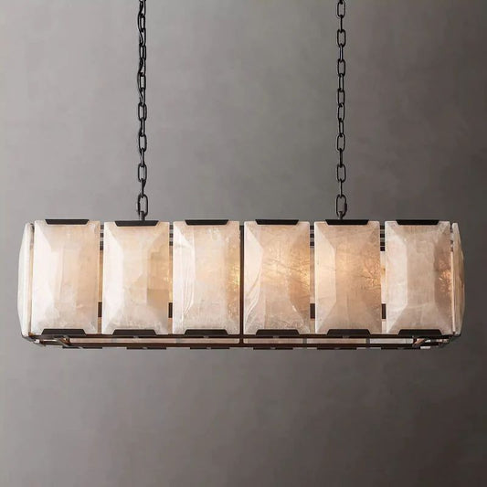 Multicolor Calcite Rectangular Chandelier 42"