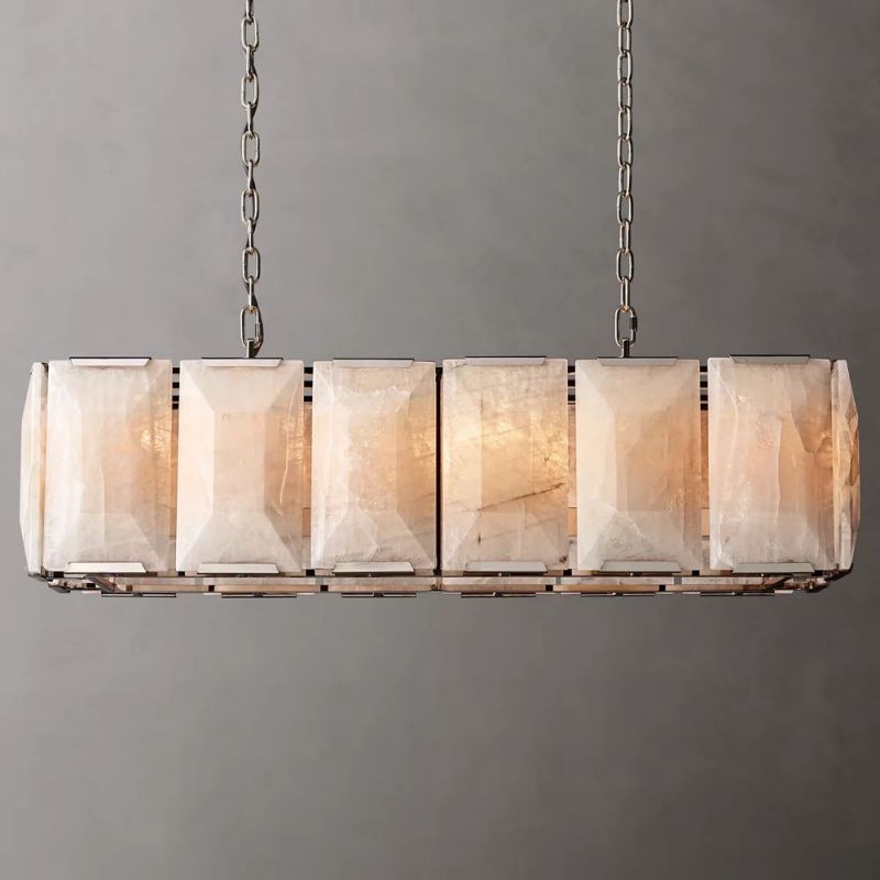 Multicolor Calcite Rectangular Chandelier 42"