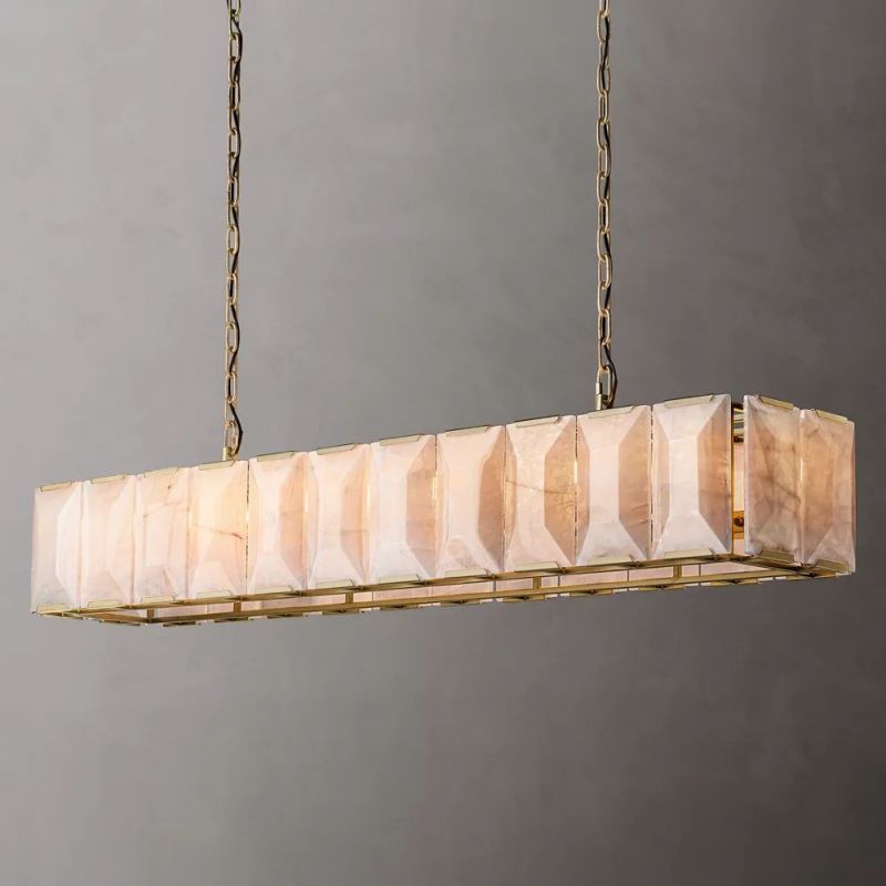 Multicolor Calcite Rectangular Chandelier 74"