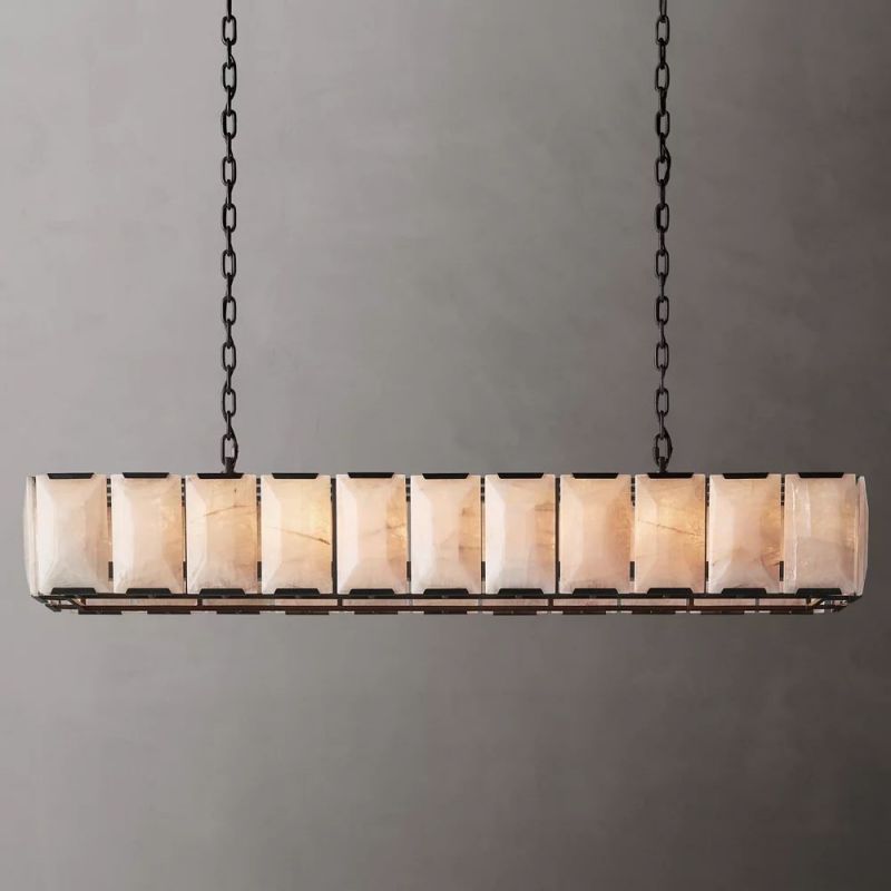 Multicolor Calcite Rectangular Chandelier 61"