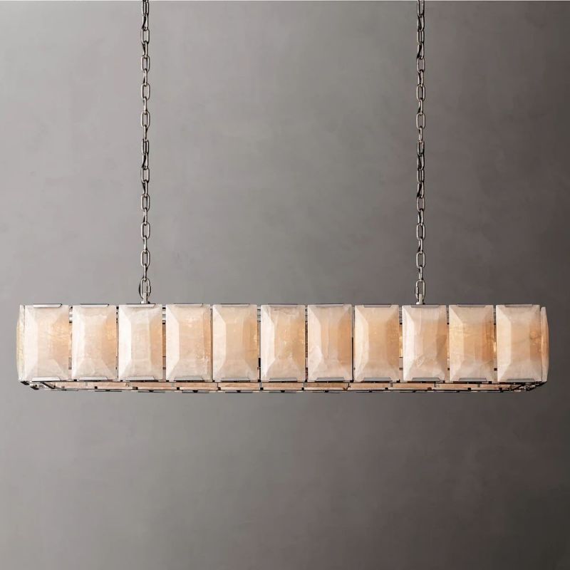 Multicolor Calcite Rectangular Chandelier 74"