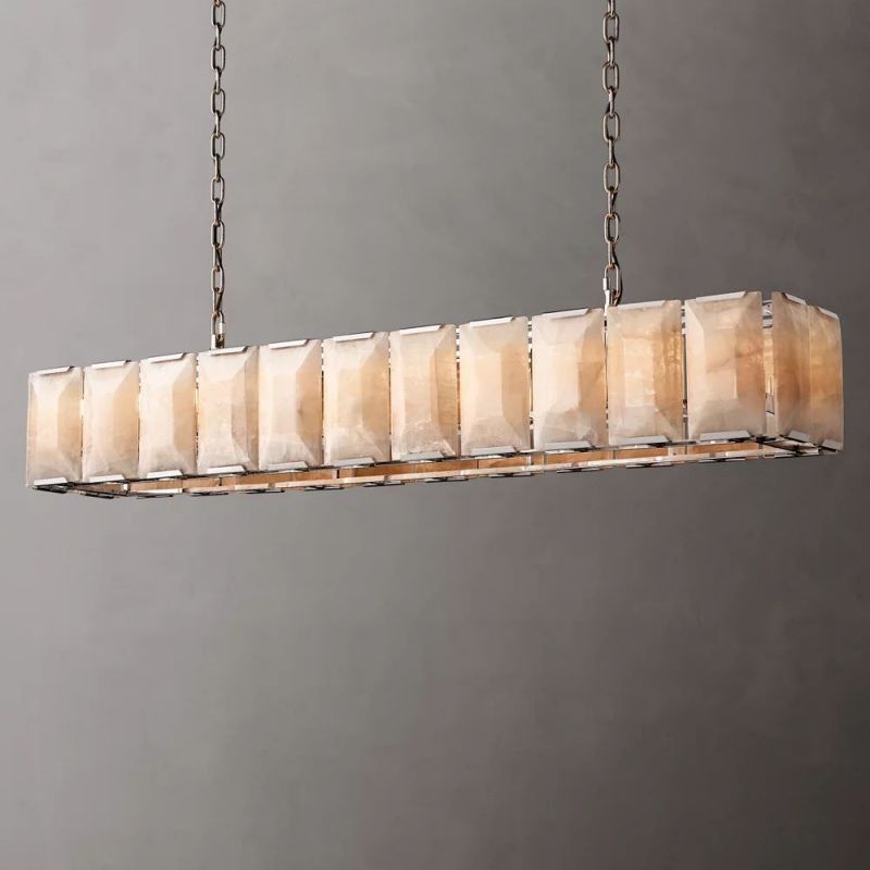 Multicolor Calcite Rectangular Chandelier 61"