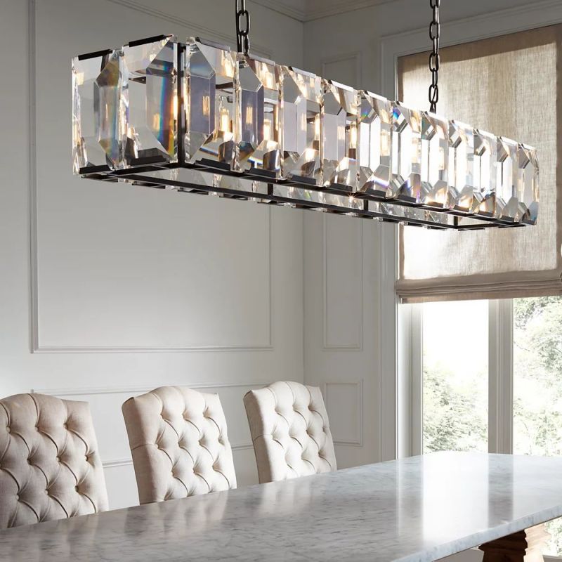 Multicolor Crystal Rectangular Chandelier 42"