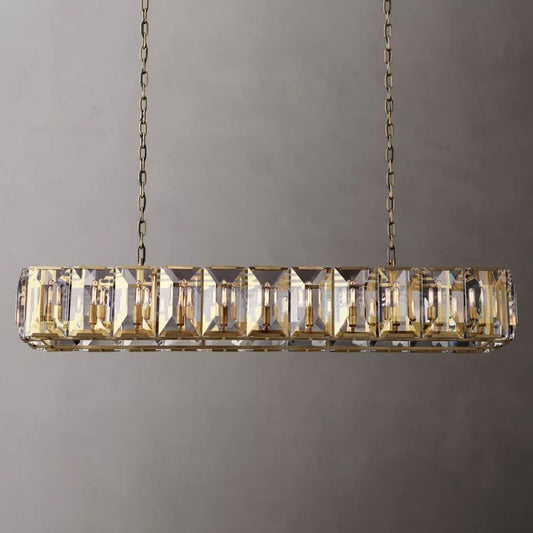 Multicolor Crystal Rectangular Chandelier 74"