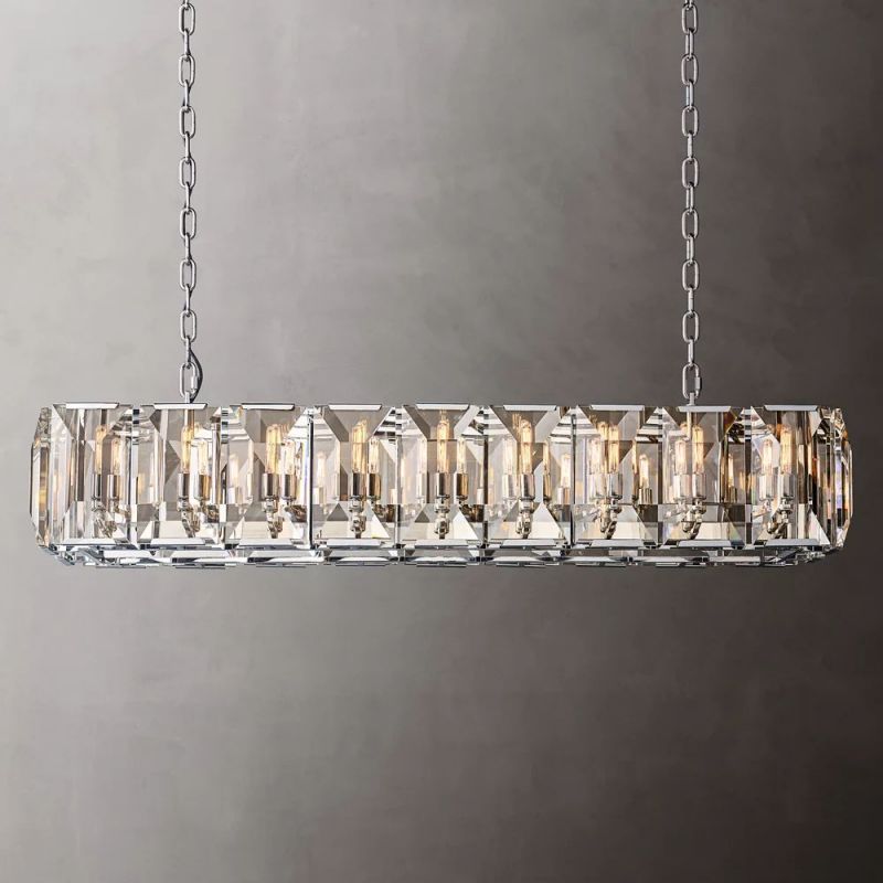 Multicolor Crystal Rectangular Chandelier 61"