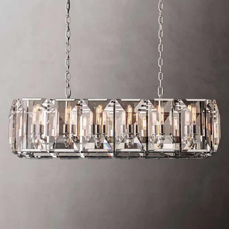 Multicolor Crystal Rectangular Chandelier 42"