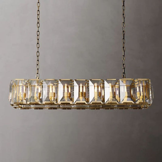 Multicolor Crystal Rectangular Chandelier 61"