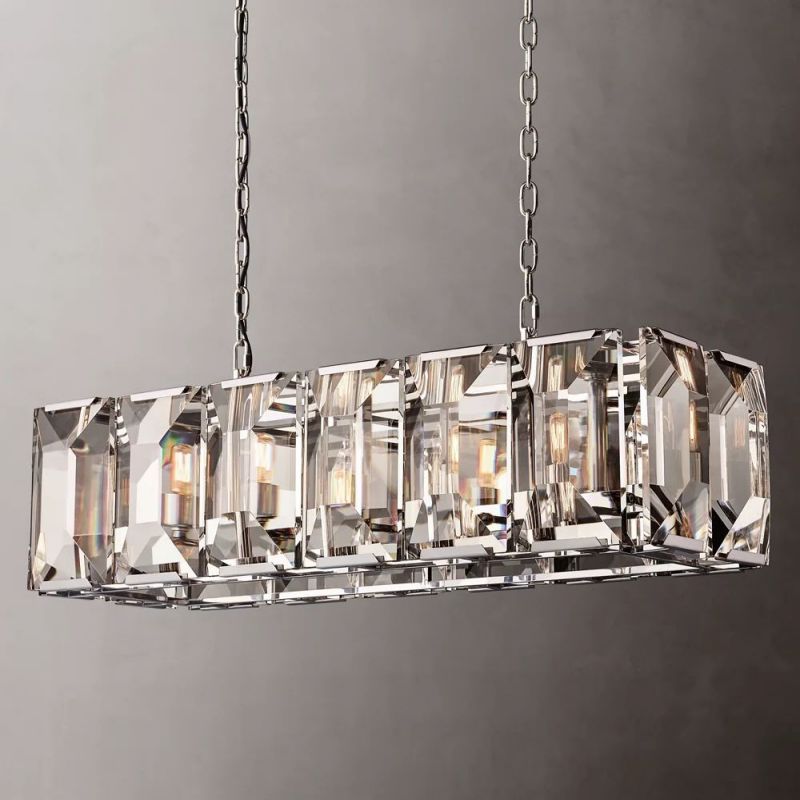 Multicolor Crystal Rectangular Chandelier 42"