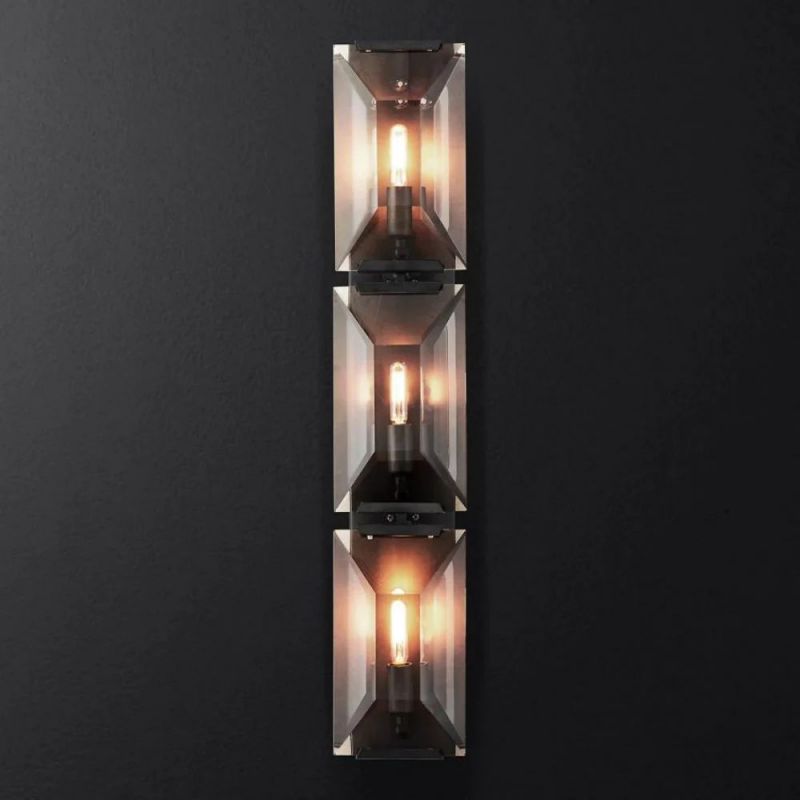 Multicolor Crystal Triple Sconce 32"H