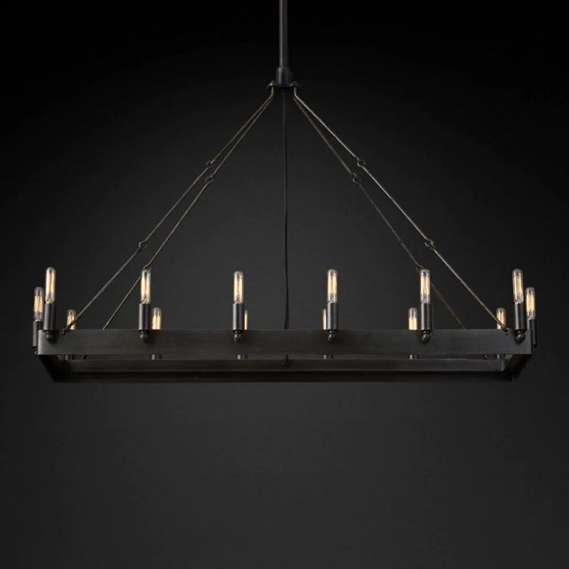 Nadec Vintage Filament Rectangle Chandelier