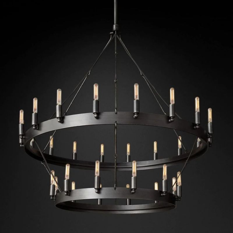 Nadec Vintage Filament Two-Tier Round Chandelier