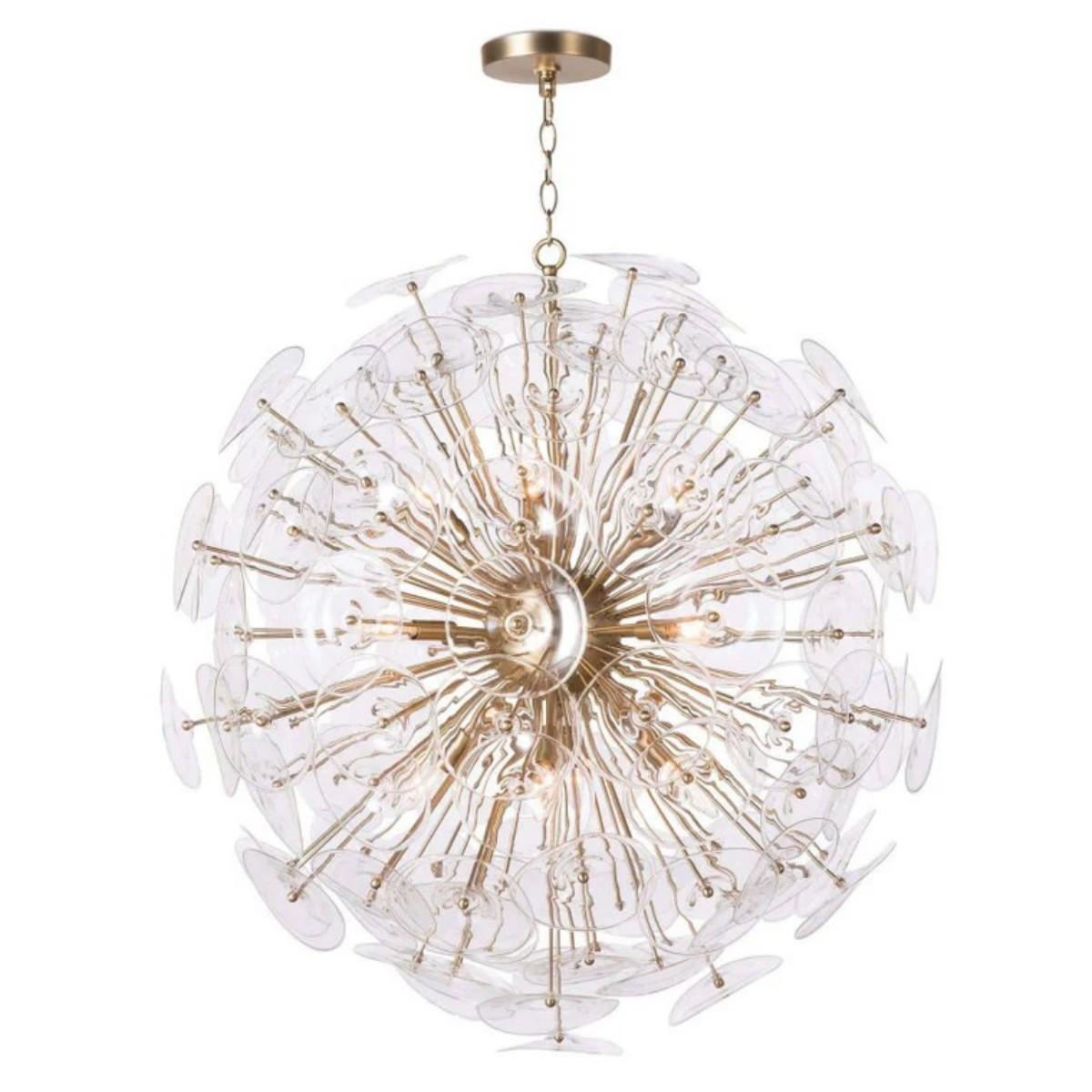 Valorlamps Glass Chandelier with Metal Frame, Dimmable Lighting Fixture for Living Room or Bedroom
