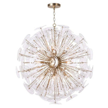 Valorlamps Glass Chandelier with Metal Frame, Dimmable Lighting Fixture for Living Room or Bedroom