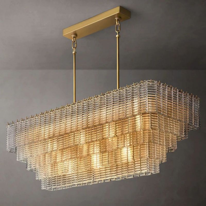 Sherlock Glass Rectangular Chandelier 59"