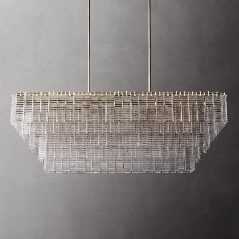 Sherlock Glass Rectangular Chandelier 59"