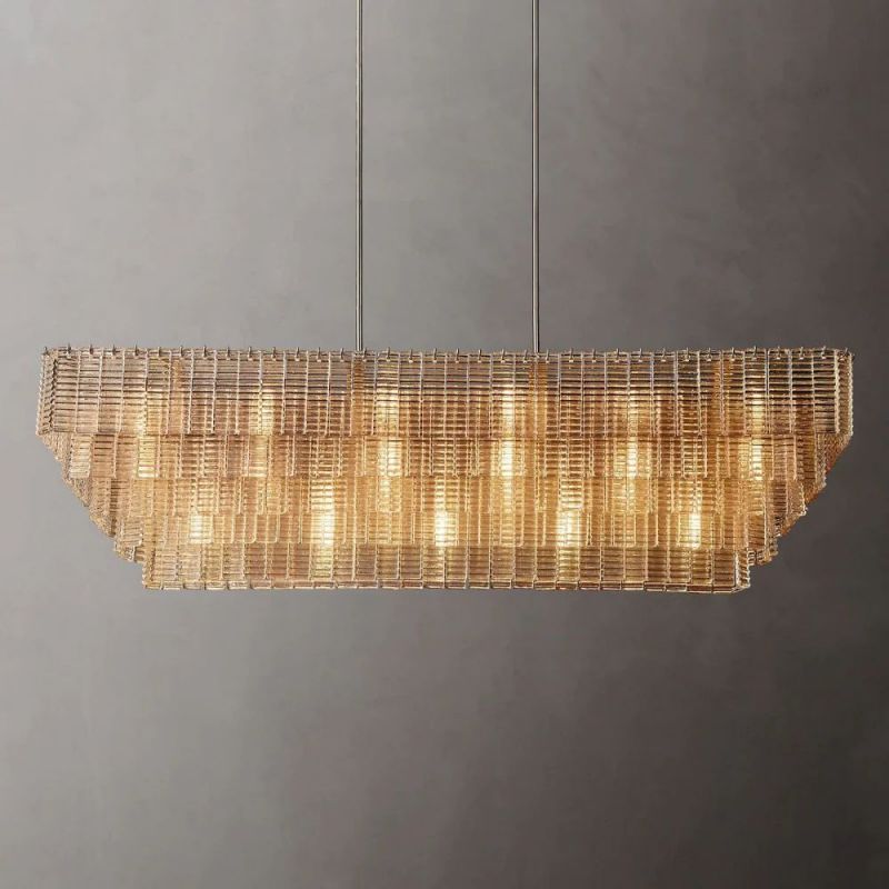 Sherlock Glass Rectangular Chandelier 77"