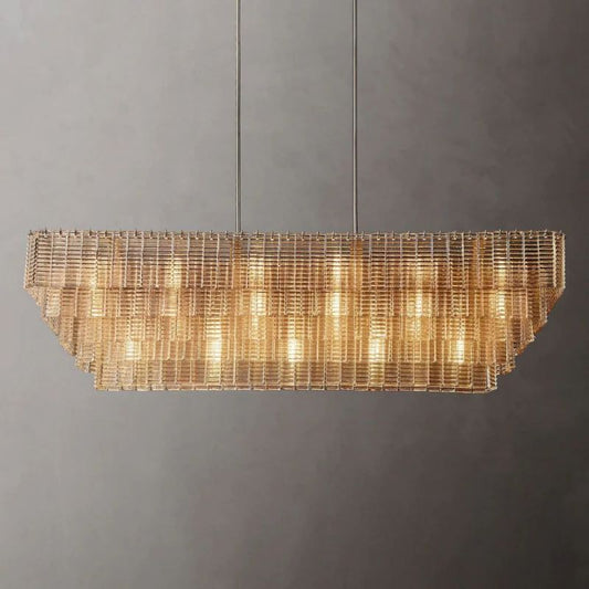 Sherlock Glass Rectangular Chandelier 77"