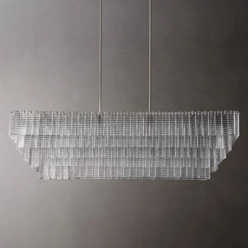 Sherlock Glass Rectangular Chandelier 77"