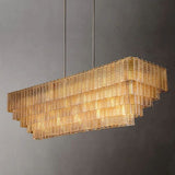 Sherlock Glass Rectangular Chandelier 77"