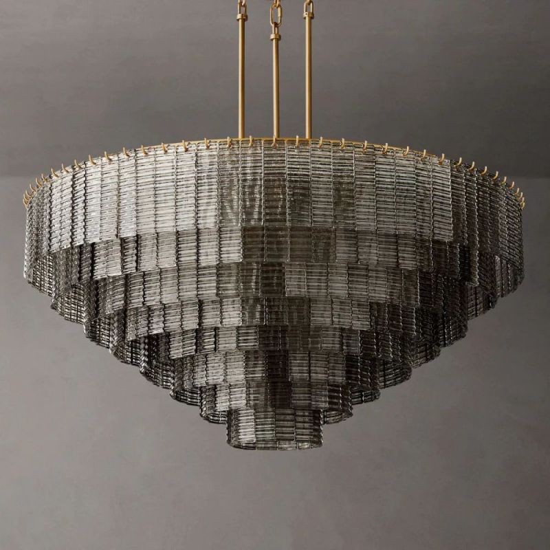 Sherlock Smoke Glass Round Chandelier 52"