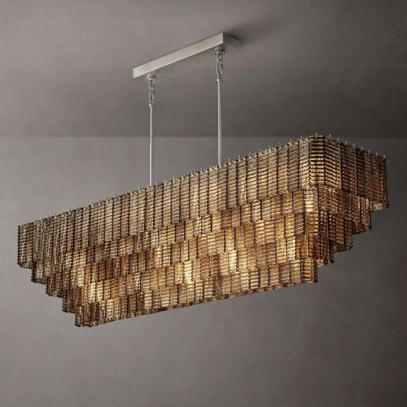 Sherlock Smoke Rectangular Chandelier 77"