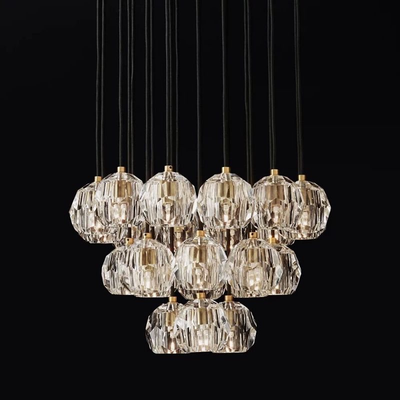 Sibole Clear Glass Round Cluster Chandelier 24"