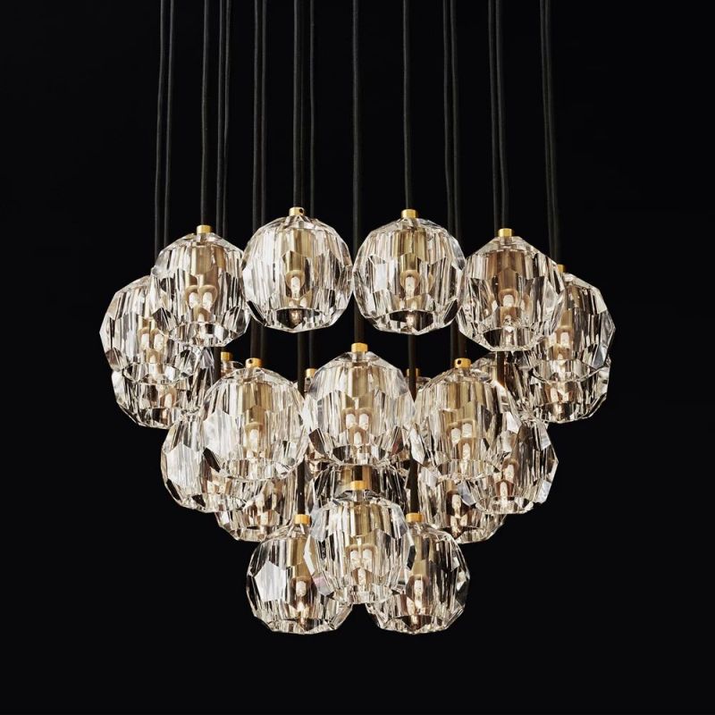 Sibole Clear Glass Round Cluster Chandelier 24"