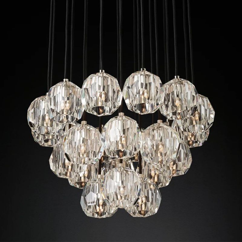 Sibole Clear Glass Round Cluster Chandelier 24"