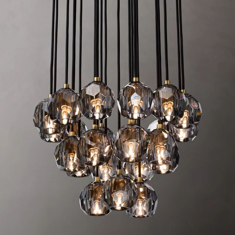 Sibole Clear Glass Round Cluster Chandelier 24"