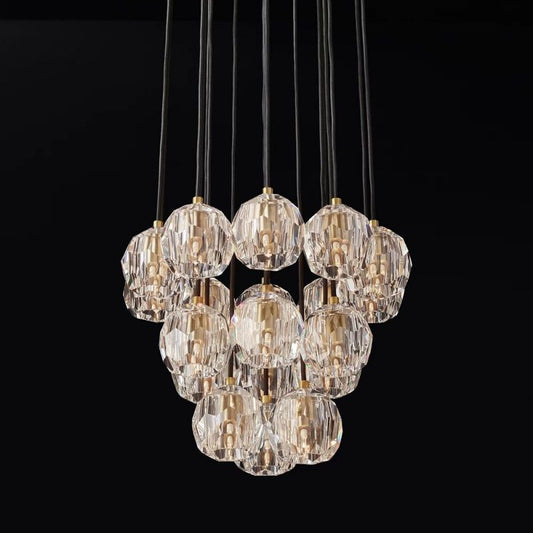 Sibole Clear Glass Round Cluster Chandelier 19"